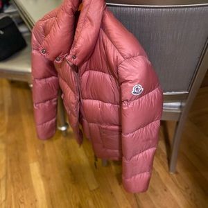 Pink moncler puffer coat